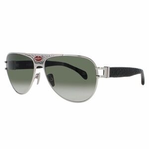 New! BUGATTI 11 SS Black and Sterling Silver Sunglasses Aviator Style, Authentic